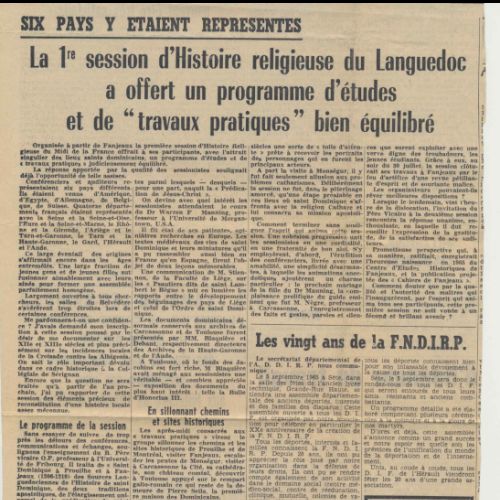 1965 Presse Colloque No1 saint Dominique en Languedoc